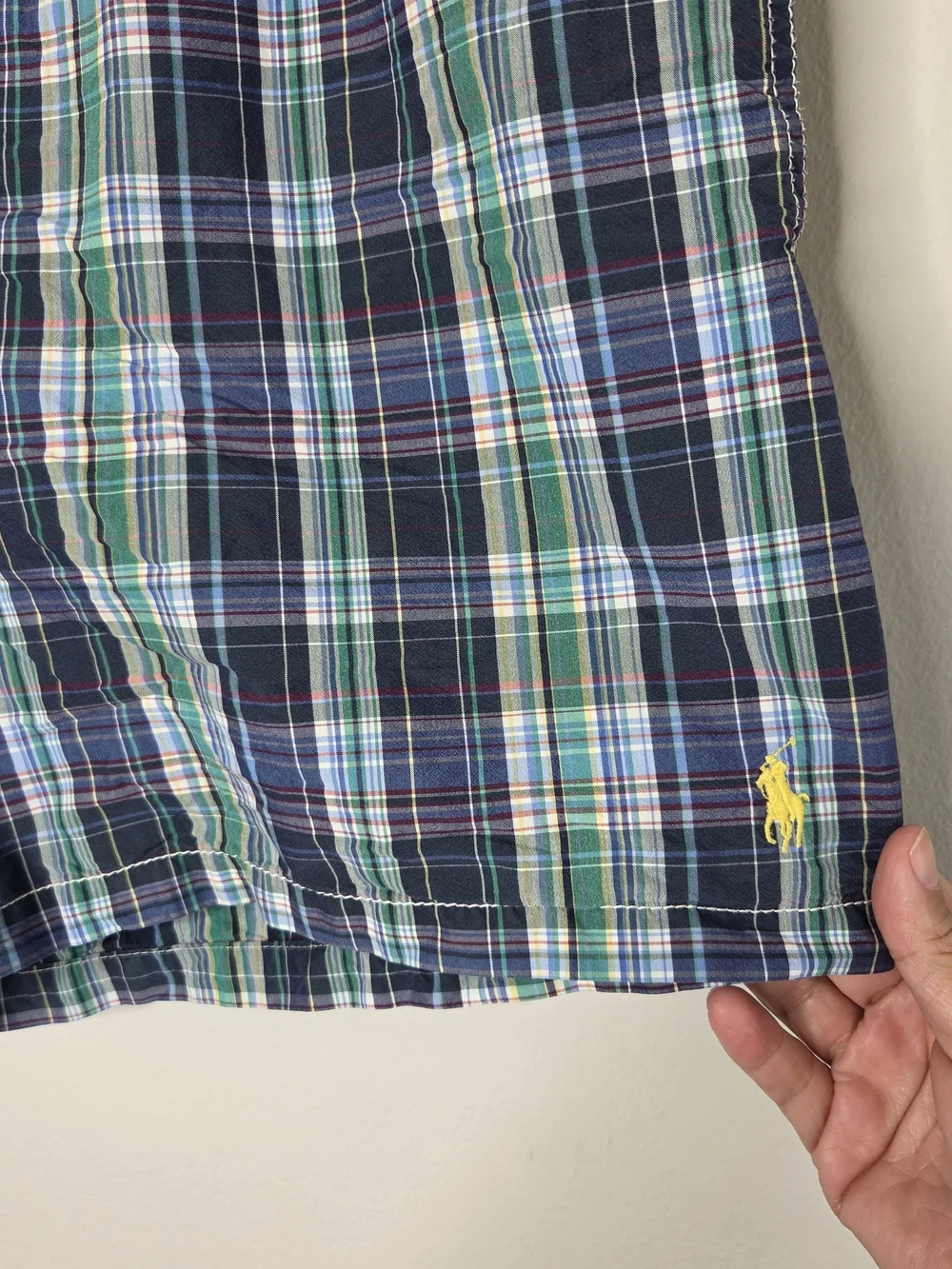 Polo by Ralph Lauren Navy & Green Plaid Swim Shorts
